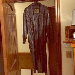 Full length leather coat